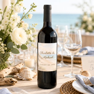 Étiquette Pour Bouteilles De Vin Mariage romantique sur la plage côtière