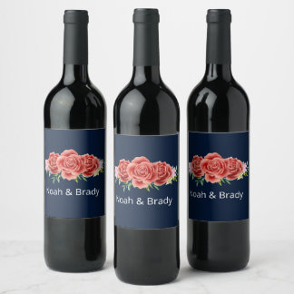 Étiquette Pour Bouteilles De Vin Mariage rose
