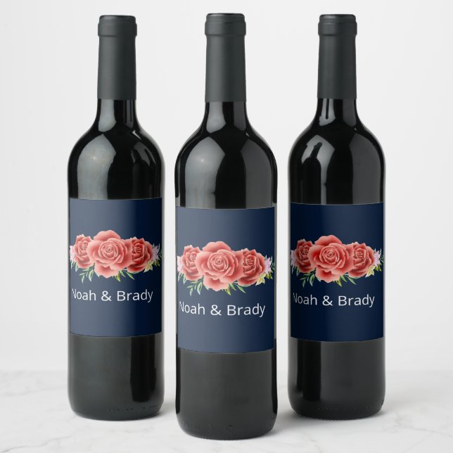 Étiquette Pour Bouteilles De Vin Mariage rose (Bouteilles)