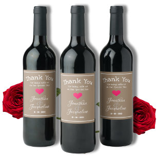 Étiquette Pour Bouteilles De Vin Mariage Rustic Chic Invité Favoriser Moderne Cool