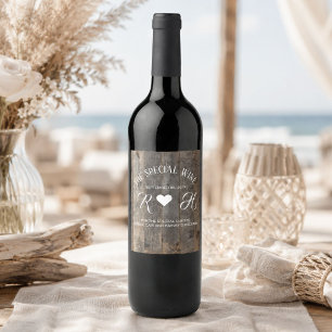 Étiquette Pour Bouteilles De Vin mariage rustique ouest campagne grain de bois gran