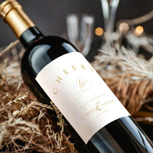 Étiquette Pour Bouteilles De Vin Mariage simple élégance Cheers blanc ID1022