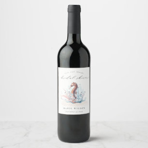 Étiquette Pour Bouteilles De Vin Mariage sous-marin hippocampe algue corail