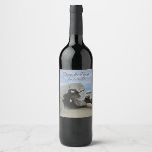Étiquette Pour Bouteilles De Vin Mariage sur la Plage Belle Photo Bois Flotté Océan
