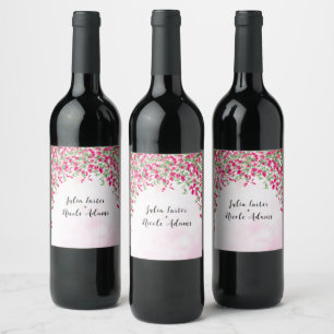 Étiquette Pour Bouteilles De Vin Mariage Tropical sous la forêt de bougainvillées r