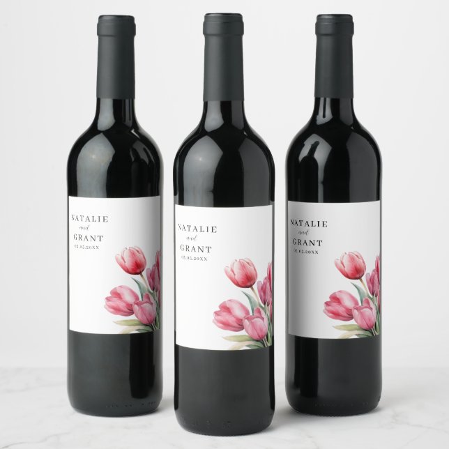 Étiquette Pour Bouteilles De Vin Mariage Tulip de printemps (Bouteilles)