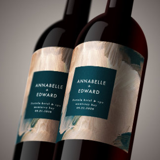 Étiquette Pour Bouteilles De Vin Mariage turquoise bohème moderne peint en terre cu