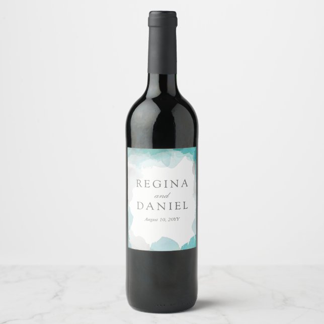 Étiquette Pour Bouteilles De Vin Mariage Turquoise Debonair (Devant)