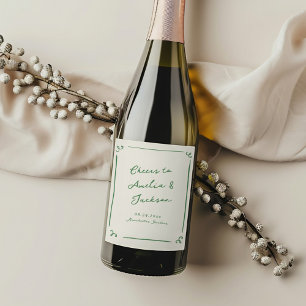 Étiquette Pour Bouteilles De Vin Mariage vert à main lunaire tiré