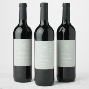 Étiquette Pour Bouteilles De Vin Mariage vert de l'arête à main tirée