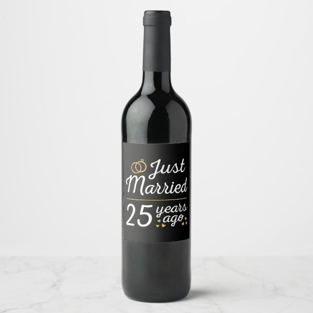 Étiquette Pour Bouteilles De Vin Marié Il Y A 25 Ans (Devant)