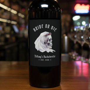 Étiquette Pour Bouteilles De Vin Marie ou Meurt Squelette Crâne Halloween Enterreme