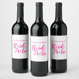 Étiquette Pour Bouteilles De Vin Mariée de la tribu des Bride Hot rose Bachelorette