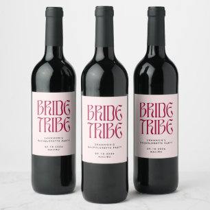 Étiquette Pour Bouteilles De Vin Mariée Tribe Bold Pink Magenta Bachelorette