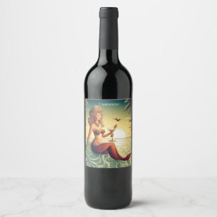 Étiquette Pour Bouteilles De Vin Martini Classy Mermaid Thunder_Cove