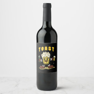 Étiquette Pour Bouteilles De Vin Mascotte de toast à la bière