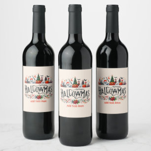 Étiquette Pour Bouteilles De Vin Mashup de Noël d'Halloween