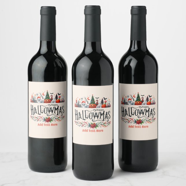 Étiquette Pour Bouteilles De Vin Mashup de Noël d'Halloween (Bouteilles)