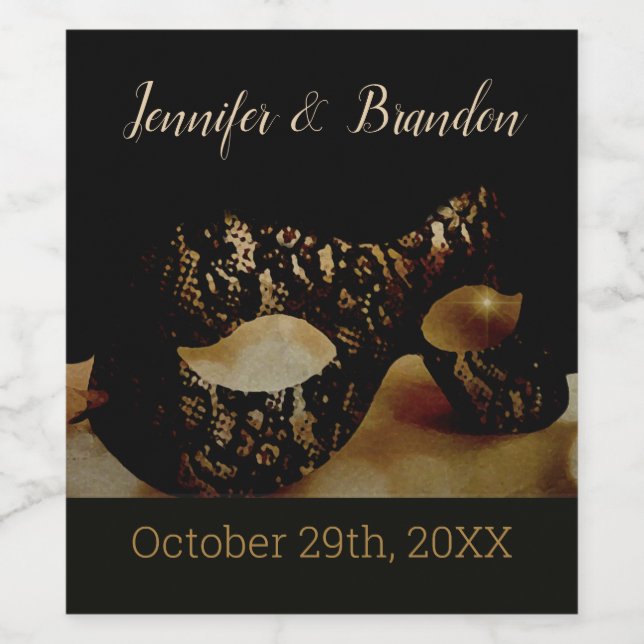 Étiquette Pour Bouteilles De Vin Masque d'or (Étiquettes simples)