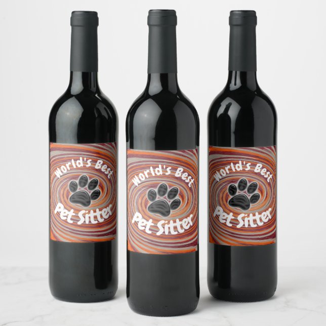 Étiquette Pour Bouteilles De Vin Meilleur Animaux de compagnie Sitter Empreinte de  (Bouteilles)