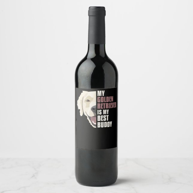 Étiquette Pour Bouteilles De Vin Meilleur Buddy Golden Retriever (Devant)