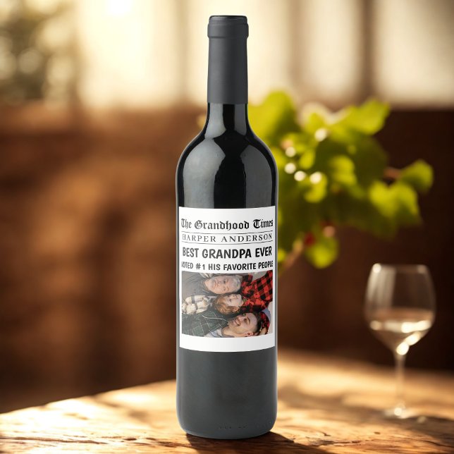 Étiquette Pour Bouteilles De Vin Meilleur grand-père Jamais Custom Journal Photo (Créateur téléchargé)