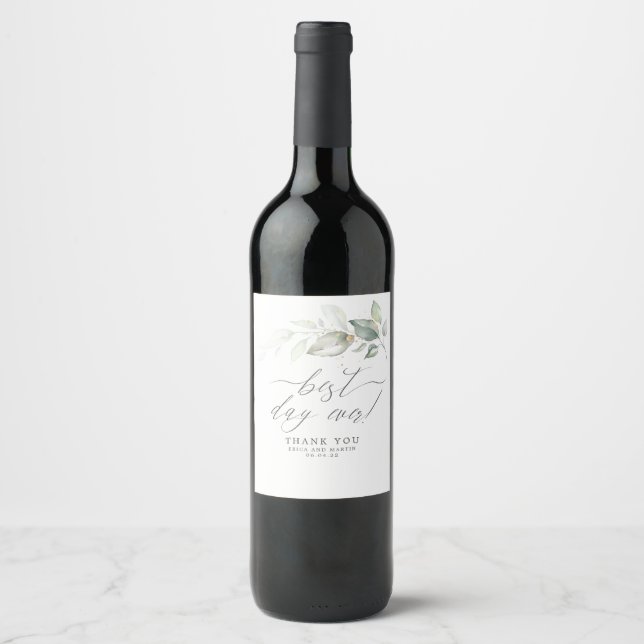 Étiquette Pour Bouteilles De Vin Meilleur Jour Pour Un Merci Mariage (Devant)