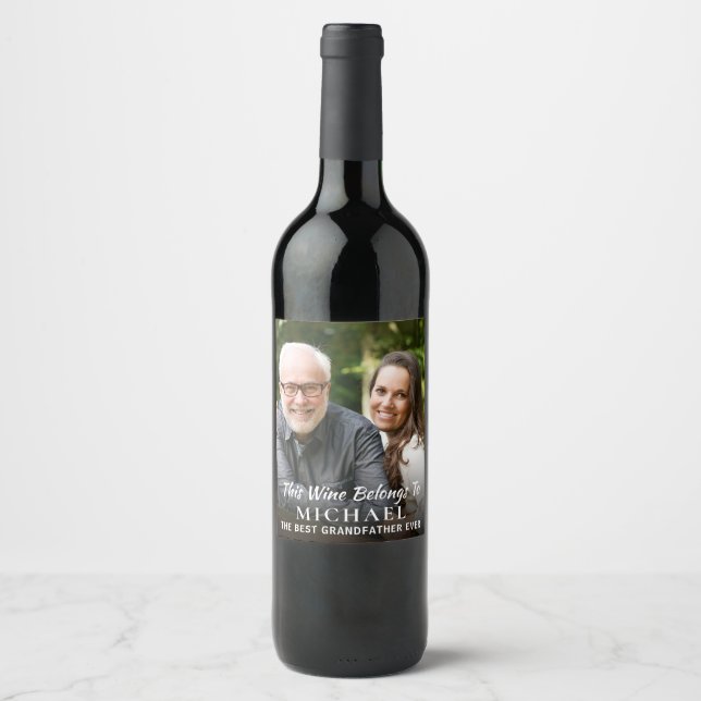 Étiquette Pour Bouteilles De Vin Meilleure photo de Grand-Père (Devant)