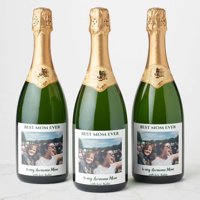 Étiquette Pour Bouteilles De Vin Meilleure photo personnalisée jamais vue par maman (Créateur téléchargé)