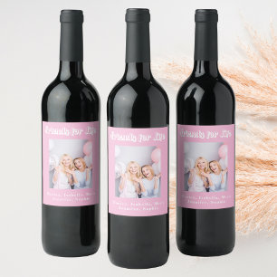 Étiquette Pour Bouteilles De Vin Meilleures amies fête de noms de photo pastel rose