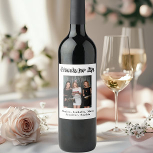 Étiquette Pour Bouteilles De Vin Meilleurs amis de la fête blanc nom photo