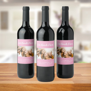 Étiquette Pour Bouteilles De Vin Meilleurs amis éternellement besties rose photo
