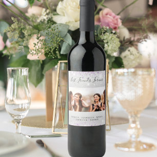 Étiquette Pour Bouteilles De Vin Meilleurs amis photo argent violet parties scintil