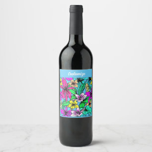 Étiquette Pour Bouteilles De Vin Mélange de fleurs tropicales Thunder_Cove