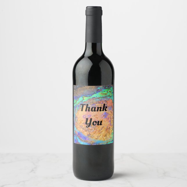 Étiquette Pour Bouteilles De Vin Merci Carrelage mosaïque Abalone Shell Appréciatio (Devant)