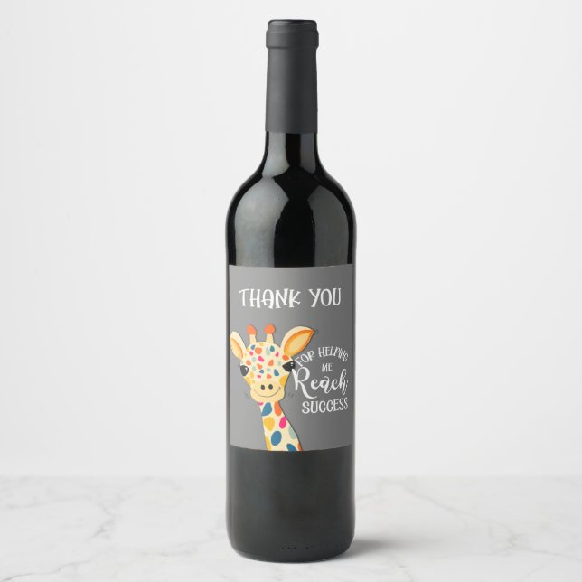 Étiquette Pour Bouteilles De Vin merci de m'aider à atteindre la girafe succès (Devant)