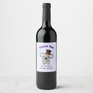 Étiquette Pour Bouteilles De Vin Merci de salle Koala Ours avec pistolet