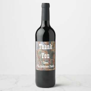 Étiquette Pour Bouteilles De Vin Merci écorce d'arbre rustique Appréciation Abstrai