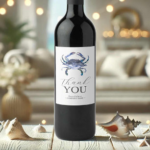 Étiquette Pour Bouteilles De Vin Merci Étiquette de vin de crabe bleu