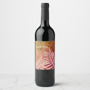 Étiquette Pour Bouteilles De Vin Merci Feuille Silhouette rose Marbre