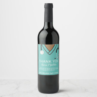 Étiquette Pour Bouteilles De Vin Merci infirmière et carte de médecin