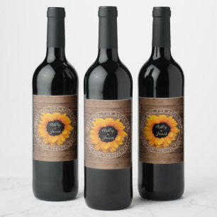 Étiquette Pour Bouteilles De Vin Merci Mariage des noms de tournesol radieux