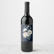 Merci Mariage floral bleu et blanc Peony