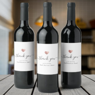 Étiquette Pour Bouteilles De Vin Merci moderne Script Rose Or Petite entreprise