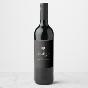 Étiquette Pour Bouteilles De Vin Merci moderne Script Rose Or Petite entreprise