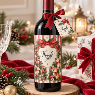 Étiquette Pour Bouteilles De Vin Merci pour Noël en forêt ONEderland