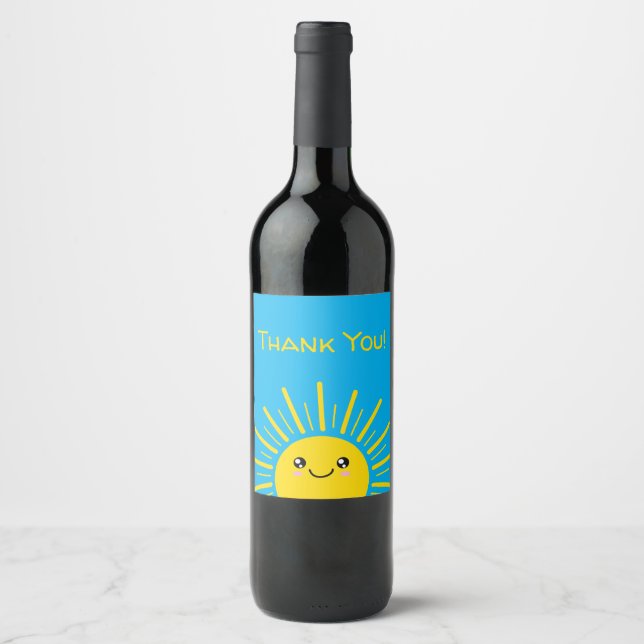 Étiquette Pour Bouteilles De Vin Merci solaire (Devant)