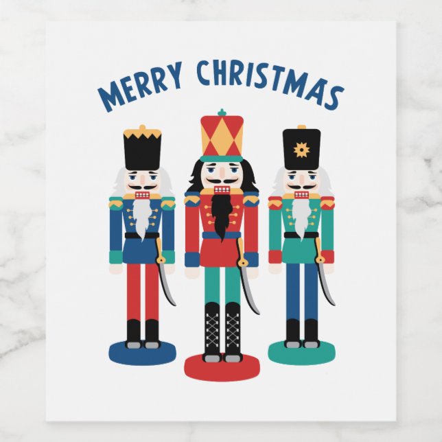 Étiquette Pour Bouteilles De Vin Merry Nutcrackers (Étiquettes simples)
