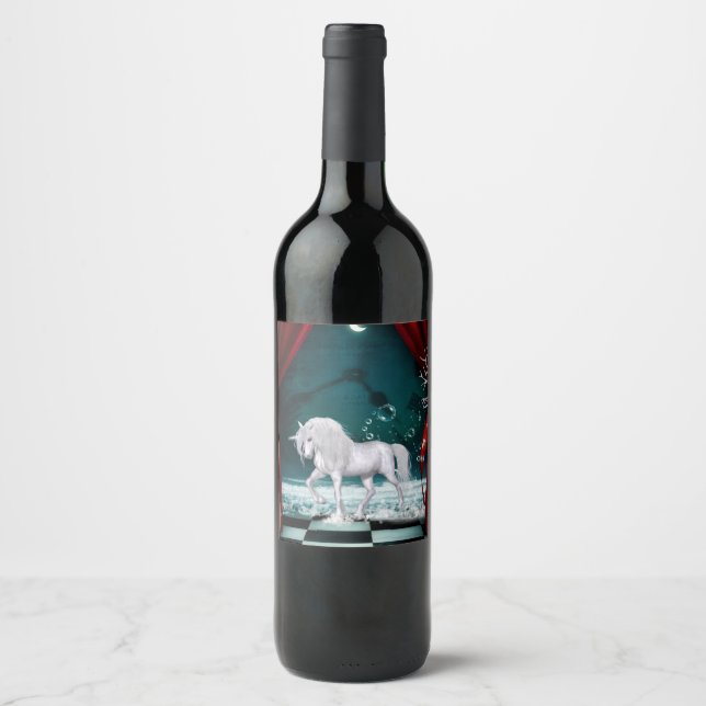 Étiquette Pour Bouteilles De Vin Merveilleuse licorne (Devant)
