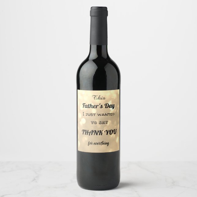 Étiquette Pour Bouteilles De Vin Message Merci de la fête des pères élégant (Devant)